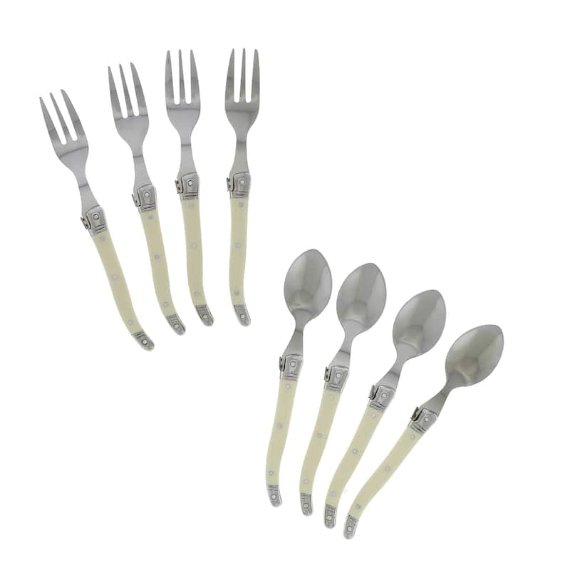 French Home 8 piece Laguiole Dessert / Cocktail Set with Faux Ivory Handles