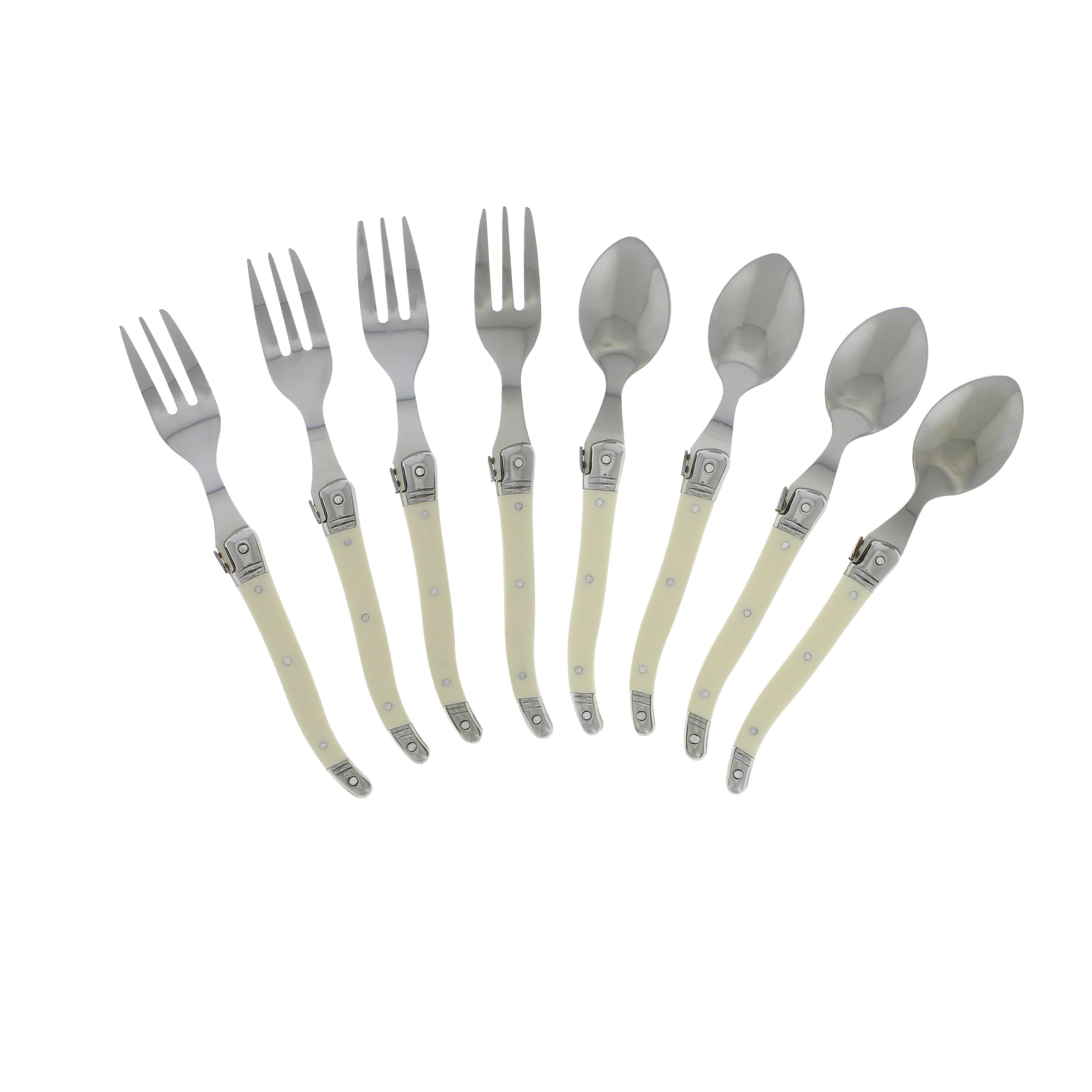 French Home 8 piece Laguiole Dessert / Cocktail Set with Faux Ivory Handles