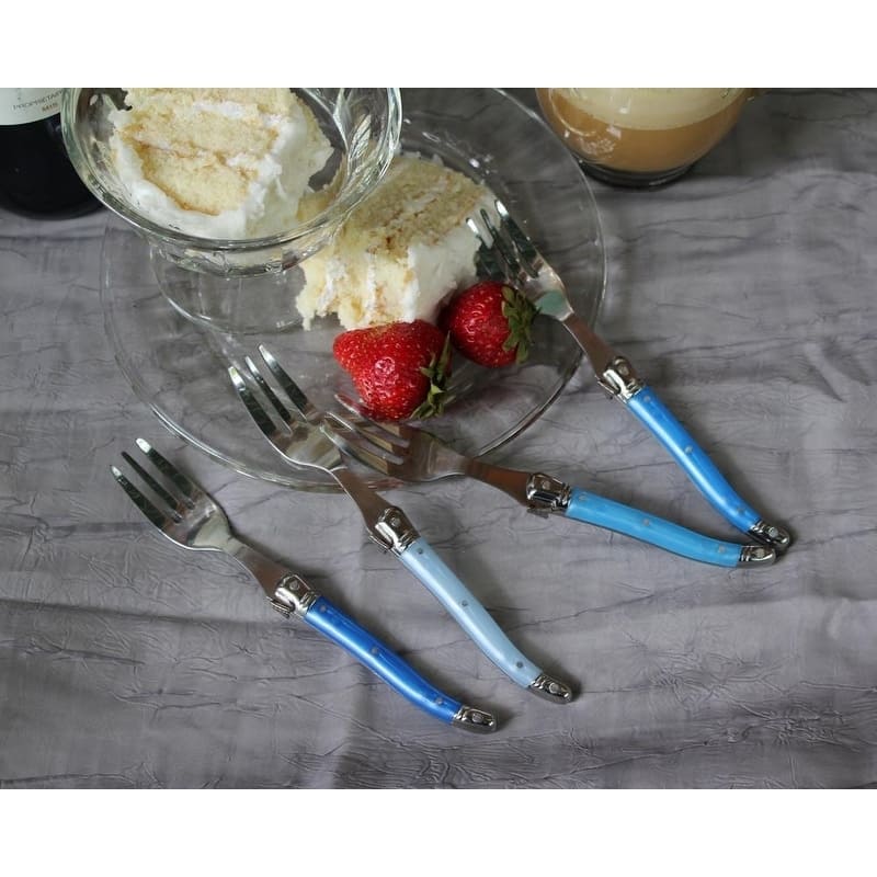 French Home Set of 4 Laguiole Shades of Blue Cake Forks