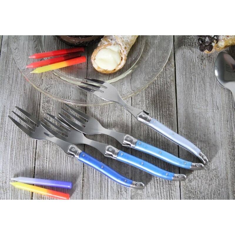 French Home Set of 4 Laguiole Shades of Blue Cake Forks