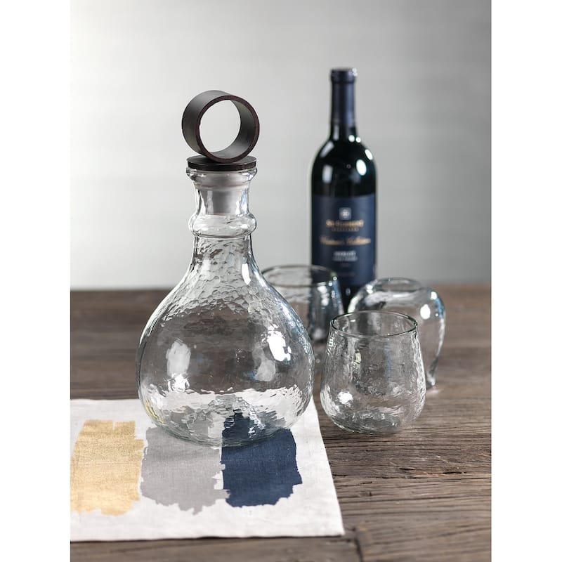 "Garan" 12.5" Tall Hammered Glass Decanter