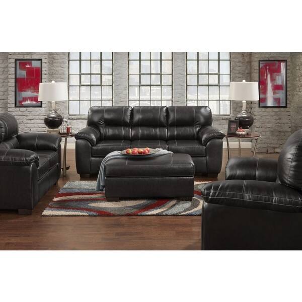 Shop Leeds Austin Black Faux Leather Sofa Free Shipping Shop Leeds Austin Black Faux Leather Sofa Free Shipping