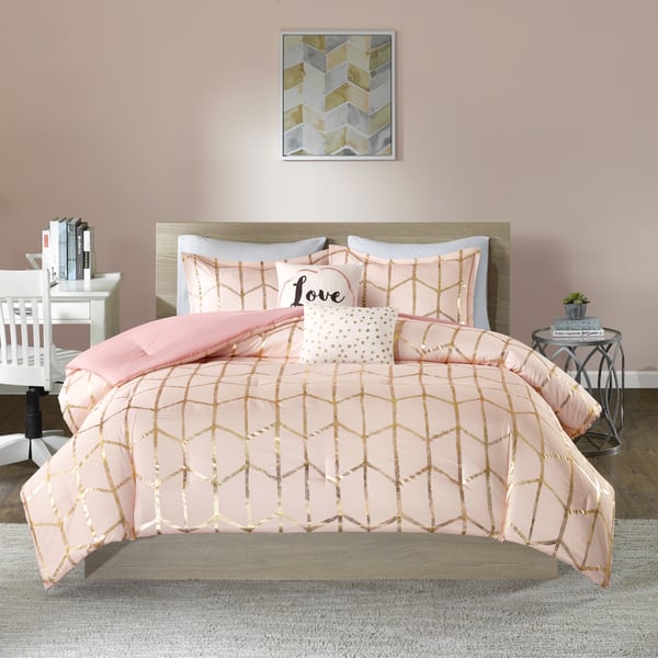 Shop Intelligent Design Khloe Blush Gold Metallic Printed