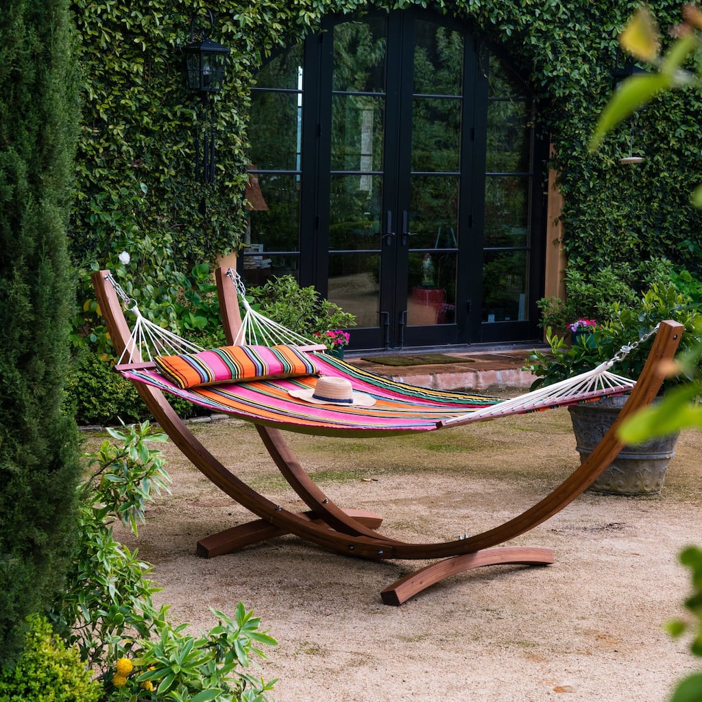 Corvus Silvia Outdoor Sunbrella Double Hammock Set with Stand