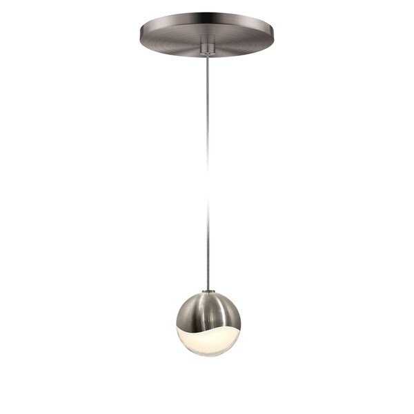 Sonneman Lighting Gs 1 Light Led Satin Nickel Round Canopy Sonneman Lighting Gs 1 Light Led Satin Nickel Round Canopy Pendant White Glass With