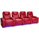 preview thumbnail 1 of 10, Seatcraft Equinox Leather Home Theater Seating Power Recline with Powered Headrest and Lumbar Support Red Row of 4