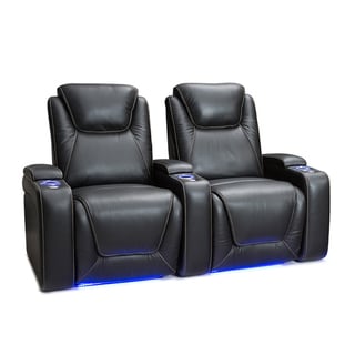 Seatcraft Equinox Leather Home Theater Seating Power Recline with Powered Headrest and Lumbar Support Black Row of 2