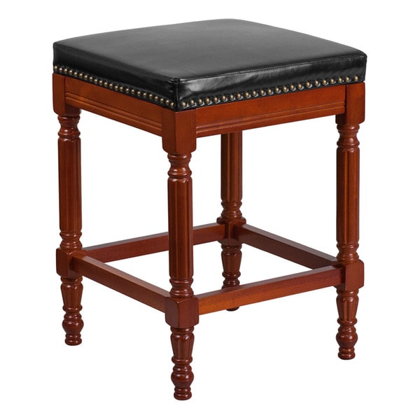 Shop Offex Light Cherry Wood 26inch High Backless Counterheight Stool