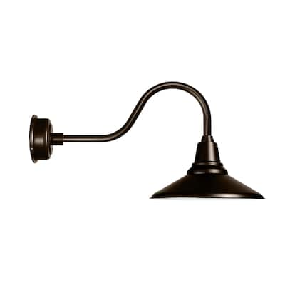 18" Calla LED Barn Light with Contemporary Arm in Mahogany Bronze