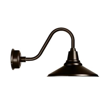 14" Calla LED Barn Light with Rustic Arm in Mahogany Bronze