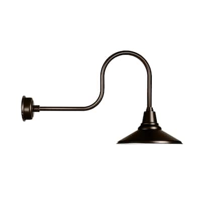 12" Calla LED Barn Light with Industrial Arm in Mahogany Bronze