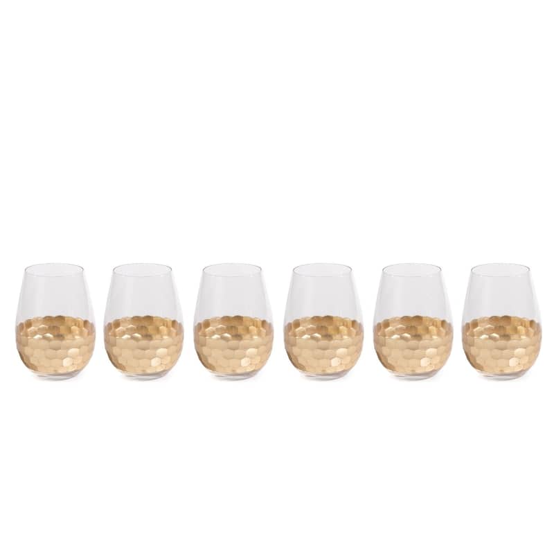 "Vitorrio" Wine Glass, Stemless Gold (Set of 6)