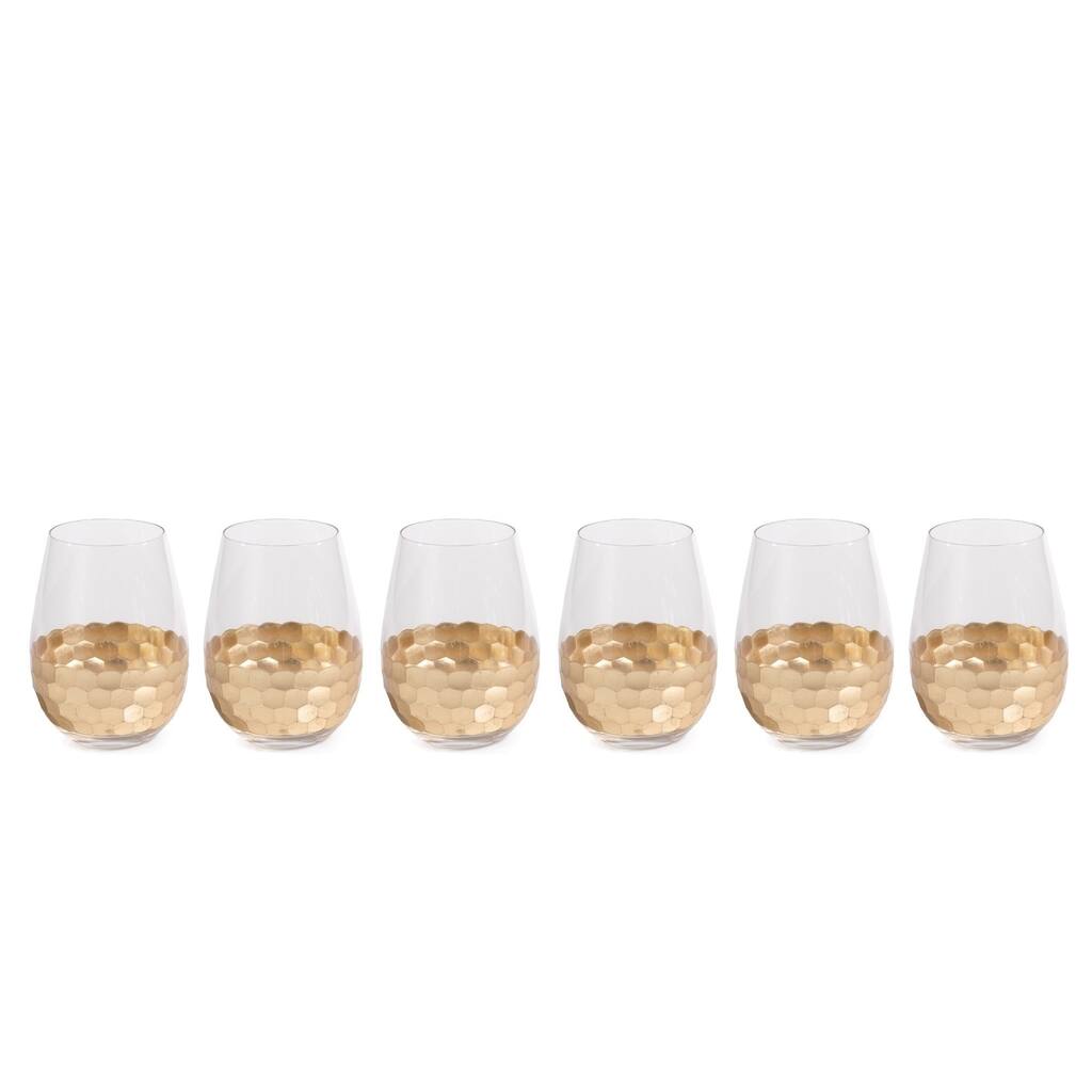 "Vitorrio" Wine Glass, Stemless Gold (Set of 6)