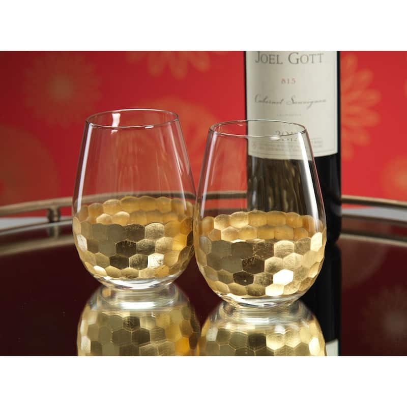 "Vitorrio" Wine Glass, Stemless Gold (Set of 6)