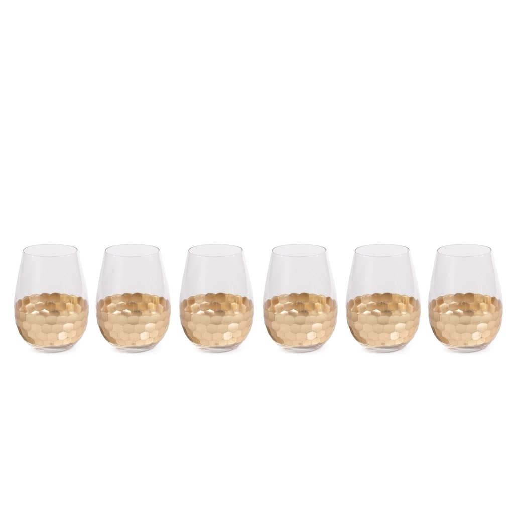 "Vitorrio" Wine Glass, Stemless Gold (Set of 6)