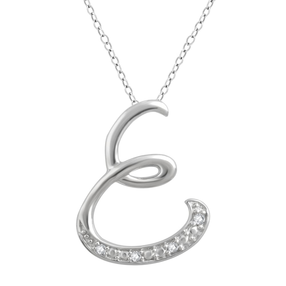 120 CTW White Diamond E Initial Coin Pendant in Sterling Silver