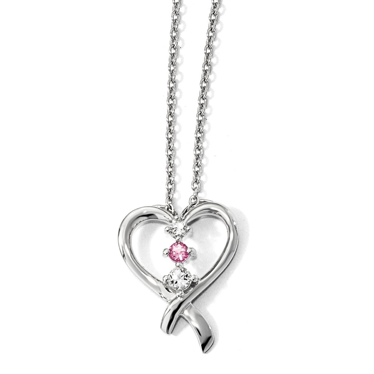 Survivor Sterling Silver Clear and Pink Topaz Heather Necklace 16