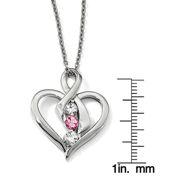 Survivor Sterling Silver Clear and Pink Topaz Heather Necklace 16
