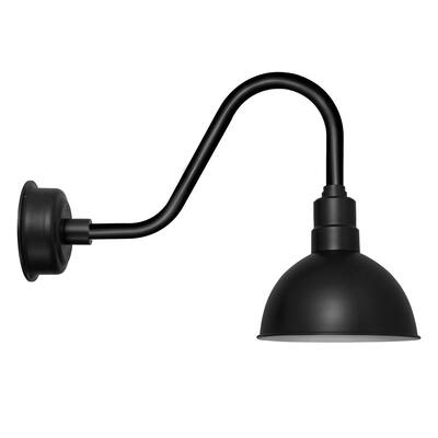 8" Blackspot LED Barn Light with Rustic Arm in Matte Black
