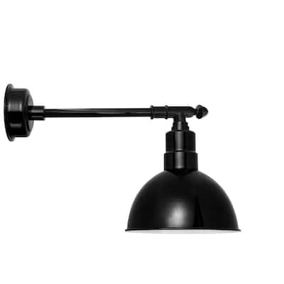 8" Blackspot LED Barn Light with Victorian Arm in Black