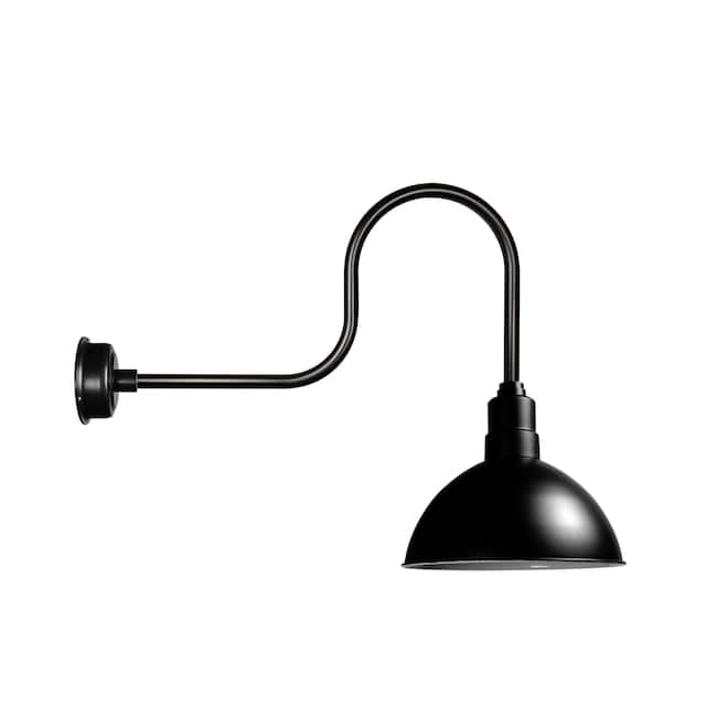 14" Blackspot LED Barn Light with Industrial Arm in Matte Black
