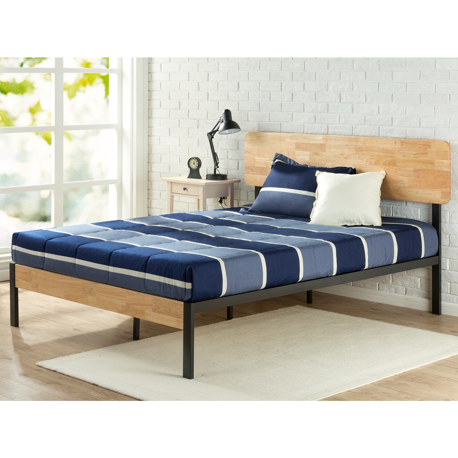 Zinus olivia metal and deals wood platform bed frame