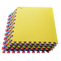 Multipurpose Interlocking EVA Foam Anti-Fatigue Gym Mat / Puzzle Mat Tiles, (24 Square Feet, 6 Tiles) - Yellow/Purple