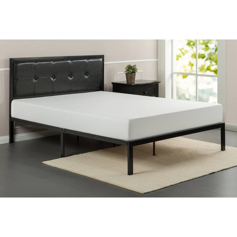 Priage by Zinus Black Faux Leather Platform Bed