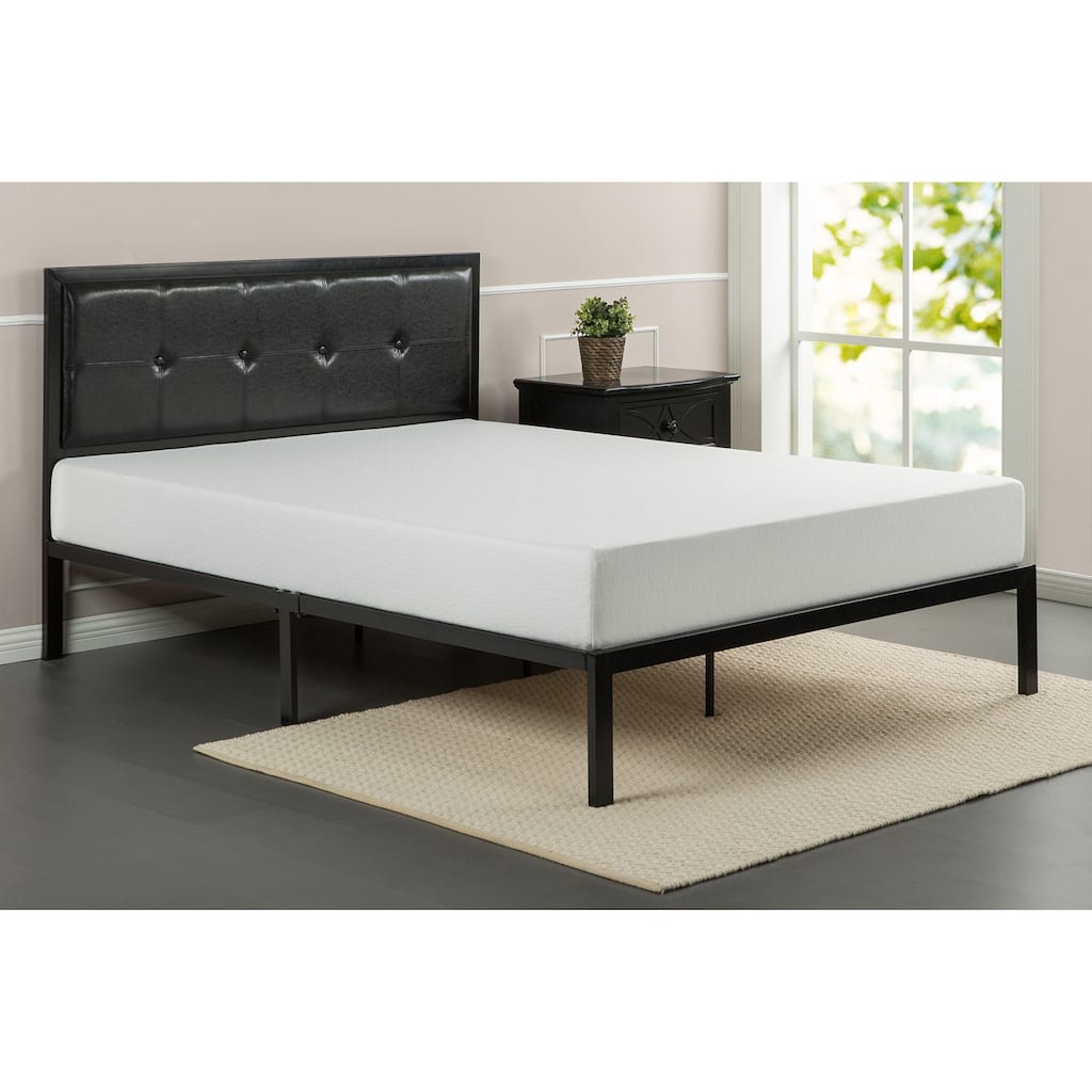 Priage by Zinus Black Faux Leather Platform Bed