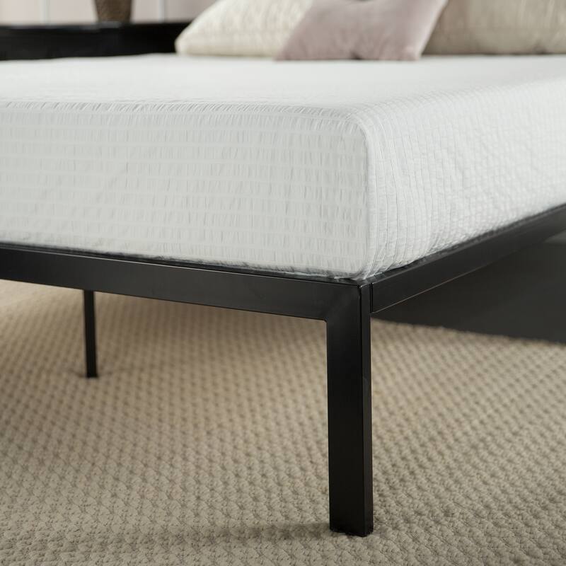 Priage by Zinus Black Faux Leather Platform Bed