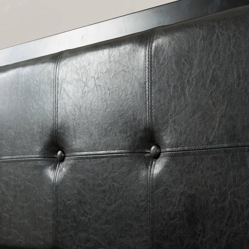 Priage by Zinus Black Faux Leather Platform Bed