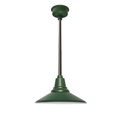16" Calla LED Pendant Light in Vintage Green with Mahogany Bronze Downrod