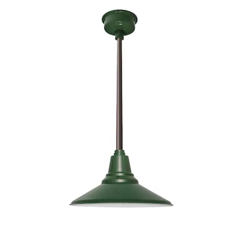 14" Calla LED Pendant Light in Vintage Green with Mahogany Bronze Downrod