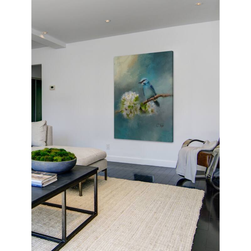 'Blue Song Bird' Painting Print on Wrapped Canvas - Multi-Color