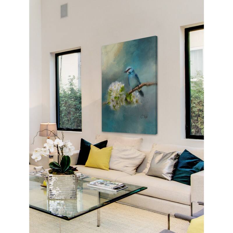 'Blue Song Bird' Painting Print on Wrapped Canvas - Multi-Color