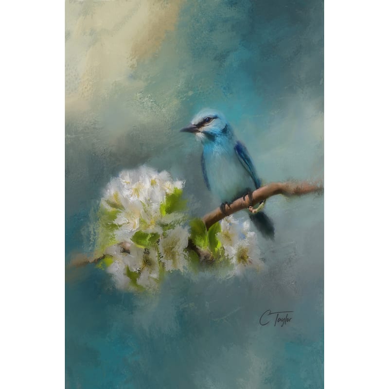 'Blue Song Bird' Painting Print on Wrapped Canvas - Multi-Color
