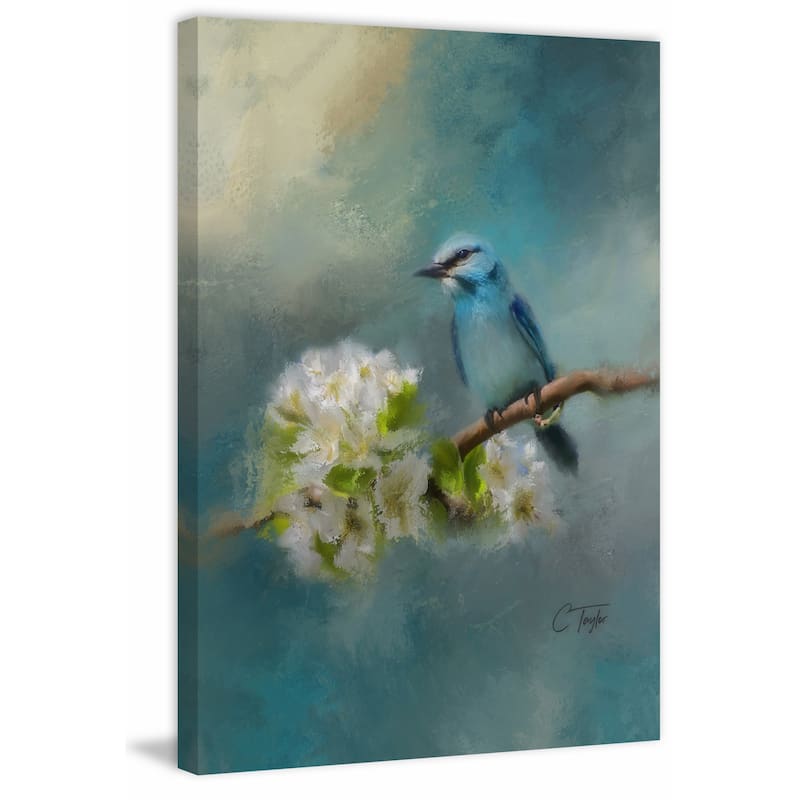 'Blue Song Bird' Painting Print on Wrapped Canvas - Multi-Color