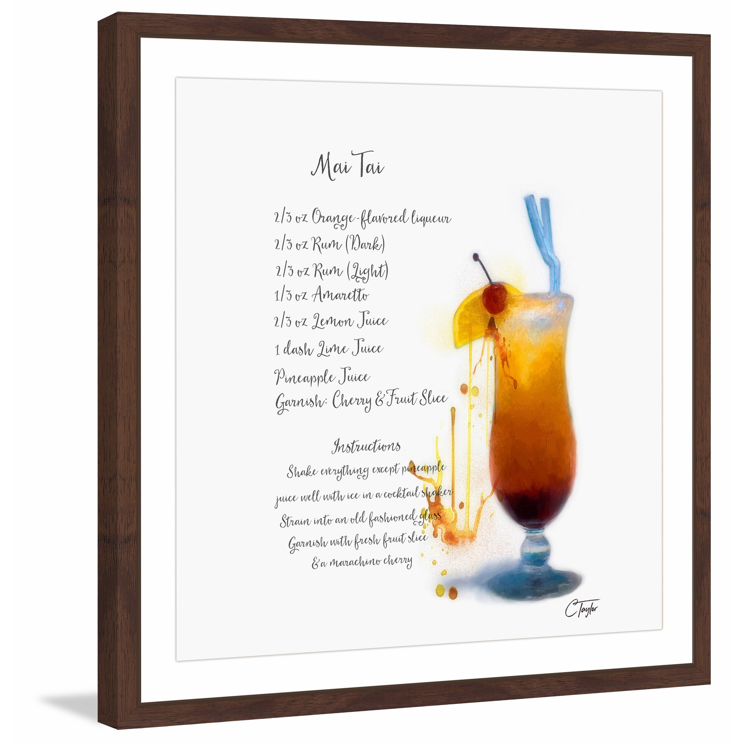 Marmont Hill - Handmade Mai Tai Recipe Framed Print