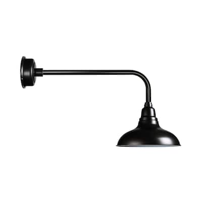 8" Dahlia LED Barn Light with Traditional Arm in Matte Black