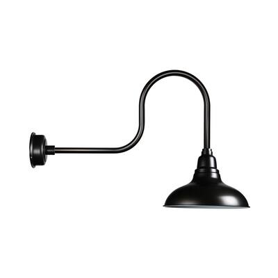 8" Dahlia LED Barn Light with Industrial Arm in Matte Black