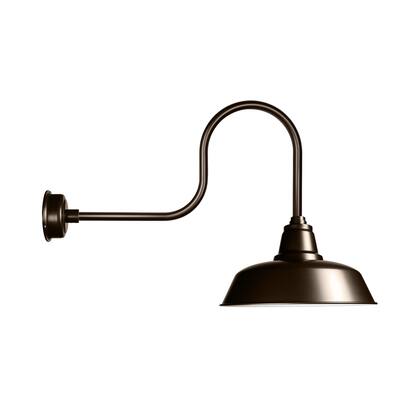 14" Goodyear LED Barn Light with Industrial Arm in Mahogany Bronze