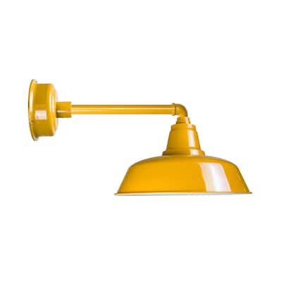 14" Goodyear LED Barn Light with Metropolitan Arm in Yellow