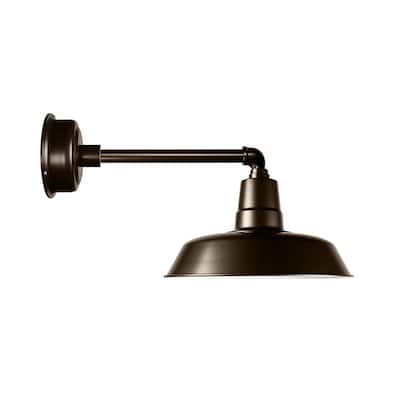 16" Goodyear LED Barn Light with Metropolitan Arm in Mahogany Bronze