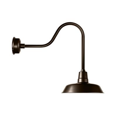 16" Goodyear LED Barn Light with Sleek Arm in Mahogany Bronze