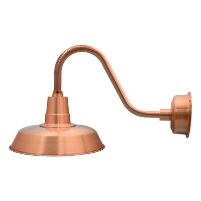 14" Oldage LED Barn Light with Rustic Arm in Solid Copper