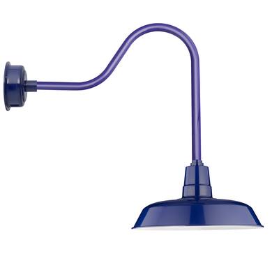 16" Oldage LED Barn Light with Sleek Arm in Cobalt Blue