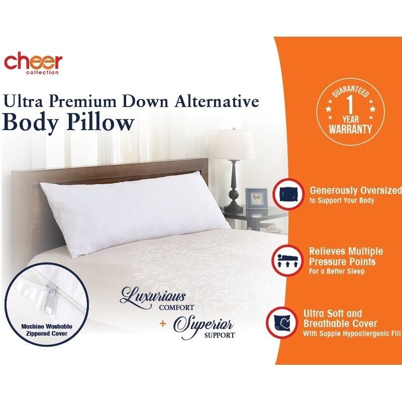 Cheer Collection 20 x 54-inch Down Alternative Side Body Pillow - White
