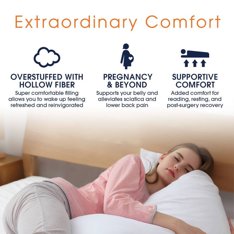 Cheer Collection 20 x 54-inch Down Alternative Side Body Pillow - White