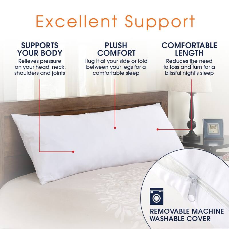 Cheer Collection 20 x 54-inch Down Alternative Side Body Pillow - White