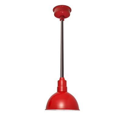 14" Blackspot LED Pendant Light in Cherry Red with Mahogany Bronze Downrod